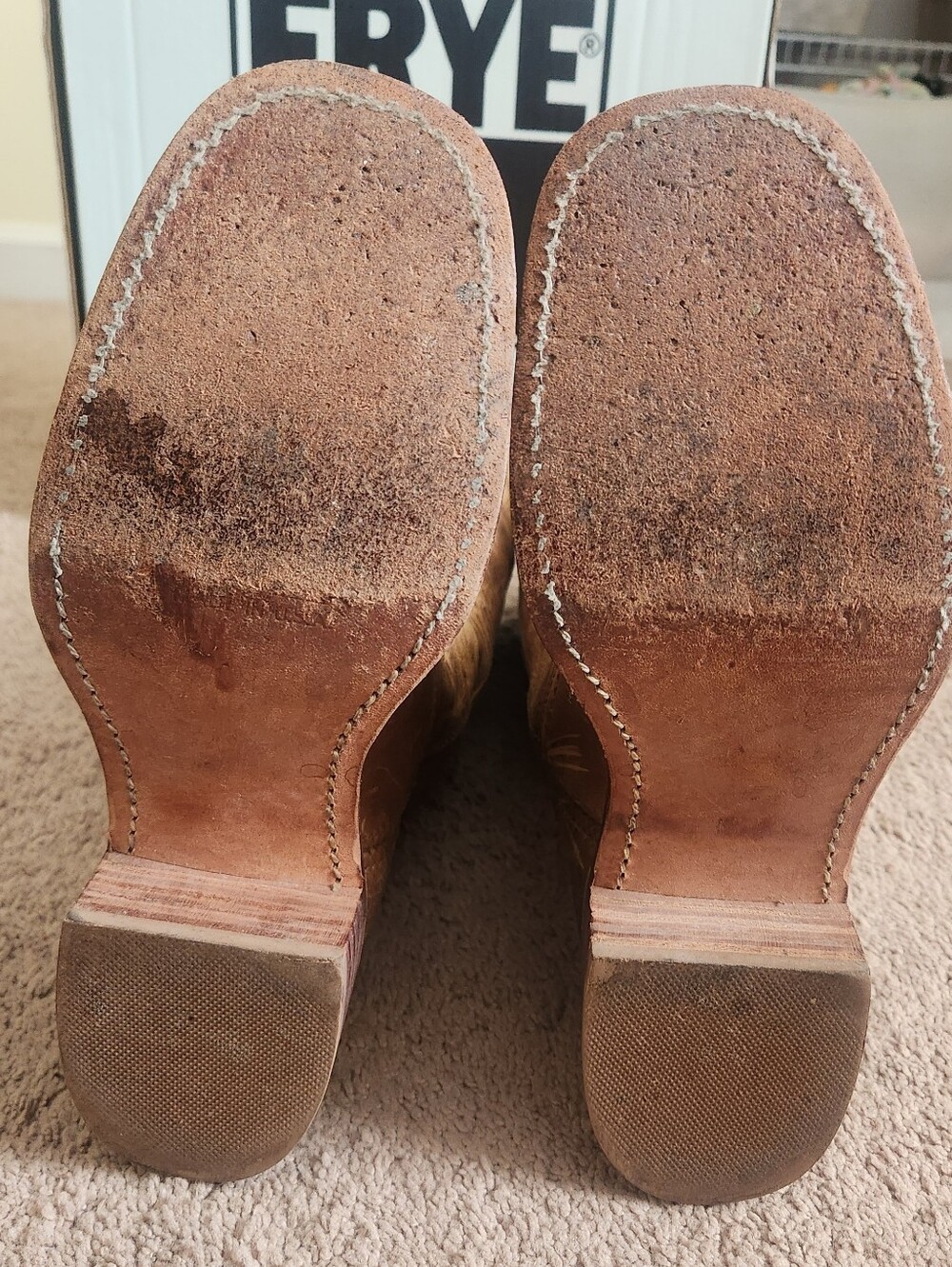 FRYE Campus Boot USA Vintage marble Brown Leather Ladies Festival Boho Western 7 - Picture 8 of 12